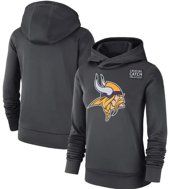 

Minnesota Women's Crucial Catch Performance Vikings Anthracite Pullover Hoodie
