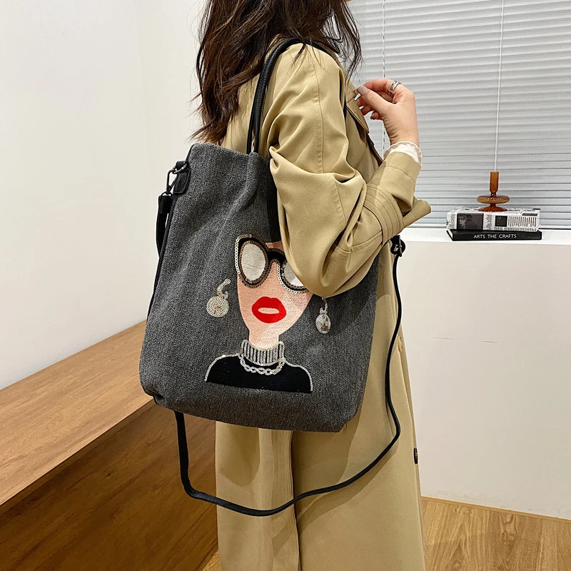 

Модная женская сумка на плечо с блестками, сумочка и кошелек с принтом для девушек, женские классические большие сумки для женщин 2022