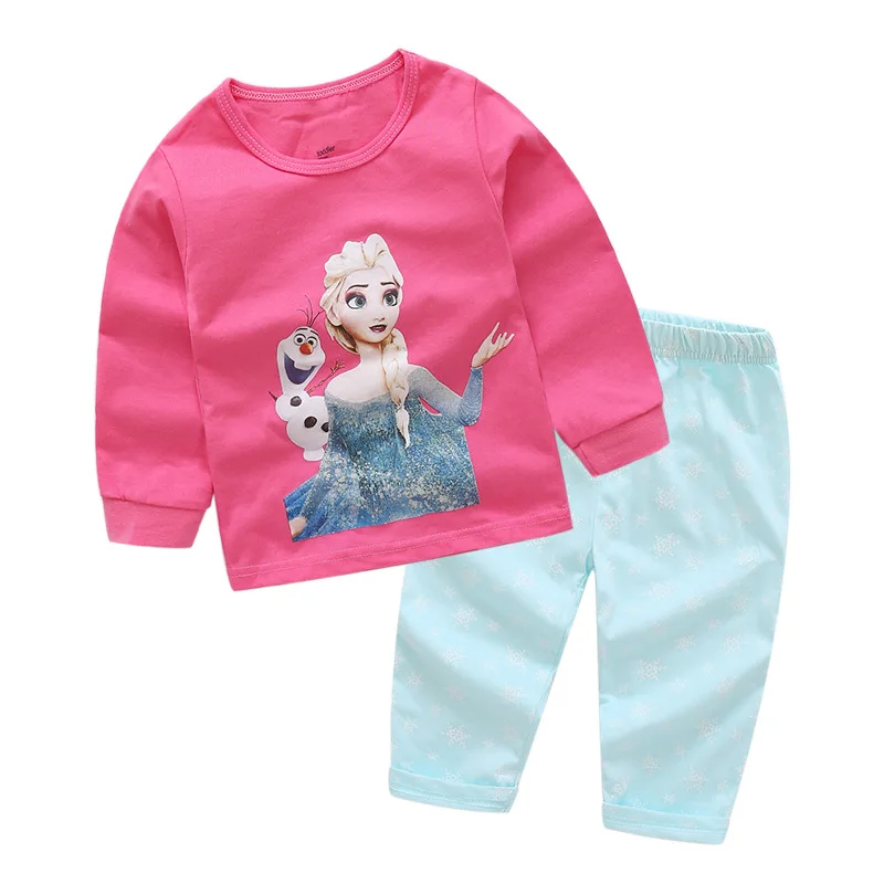 

Pajamas Baby Pijama Infantil Spring Autumn Children Cotton Home Clothes New Long Sleeve Elsa Olaf Cartoon 2-7y