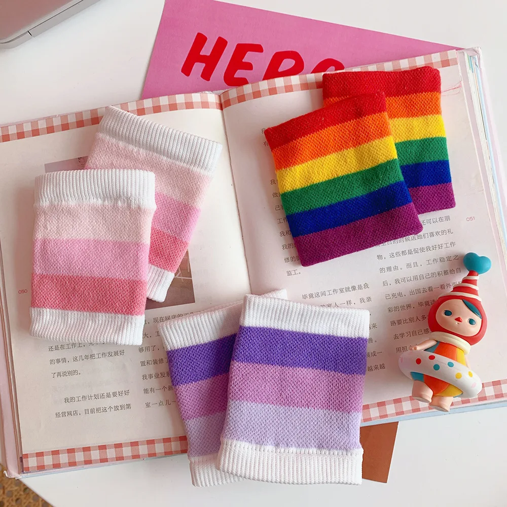 Дышащие Теплые нарукавники цвета радуги мягкая хлопковая обертка для рук