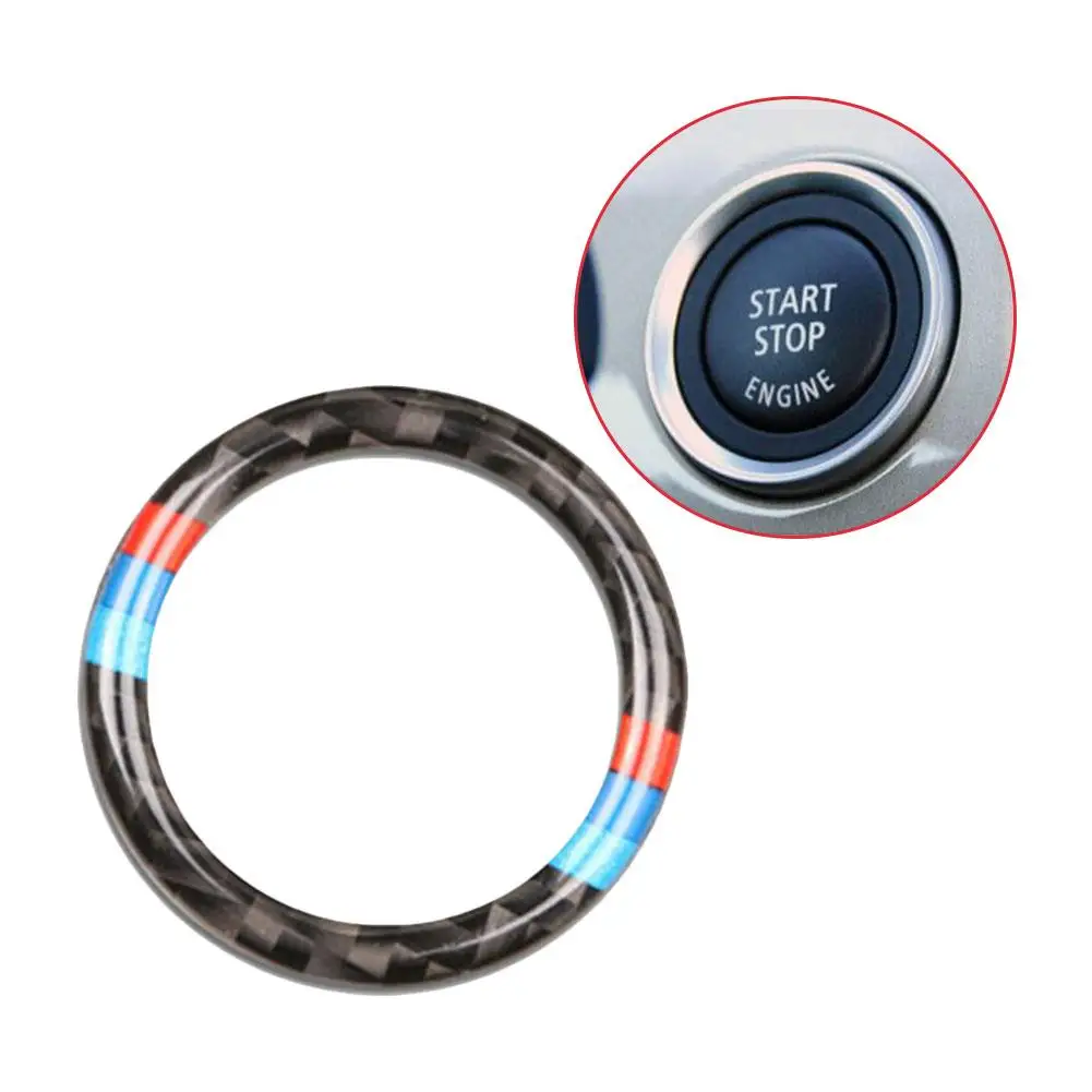 Car Carbon Fiber Engine Start Stop Push Button Ignition Key Ring Decor Trim For BMW 3 Series E90 E92 E93 E89 Z4 2009 2010 2011 |