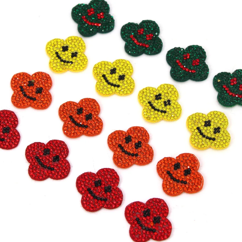 10 шт. нашивки Стразы с улыбкой Цветочная аппликация в полоску для одежды нашивка