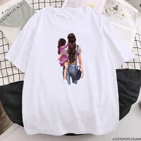 slim mother with her daughter womens t shirt hip hop casual harajuku trendy summer black