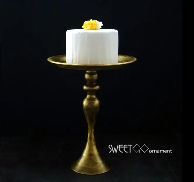 

fashion round high foot antique golden metal cake stands cake decorating tools display cake for wedding decor DGJ057