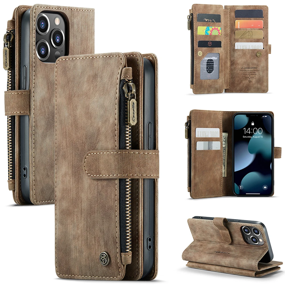 

Luxury Wallet Case For iPhone 11 12 13 Pro Max 12 13 Mini XR X XS Max 6 7 8 Plus Retro Protective Cover Storage Compartment Case