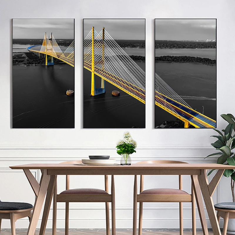 Современный минималистский абстрактные пейзаж парусная лодка Красного моста Wall