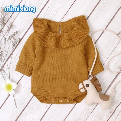 Красная Трикотажная однотонная одежда для маленьких девочек зимний комбинезон с