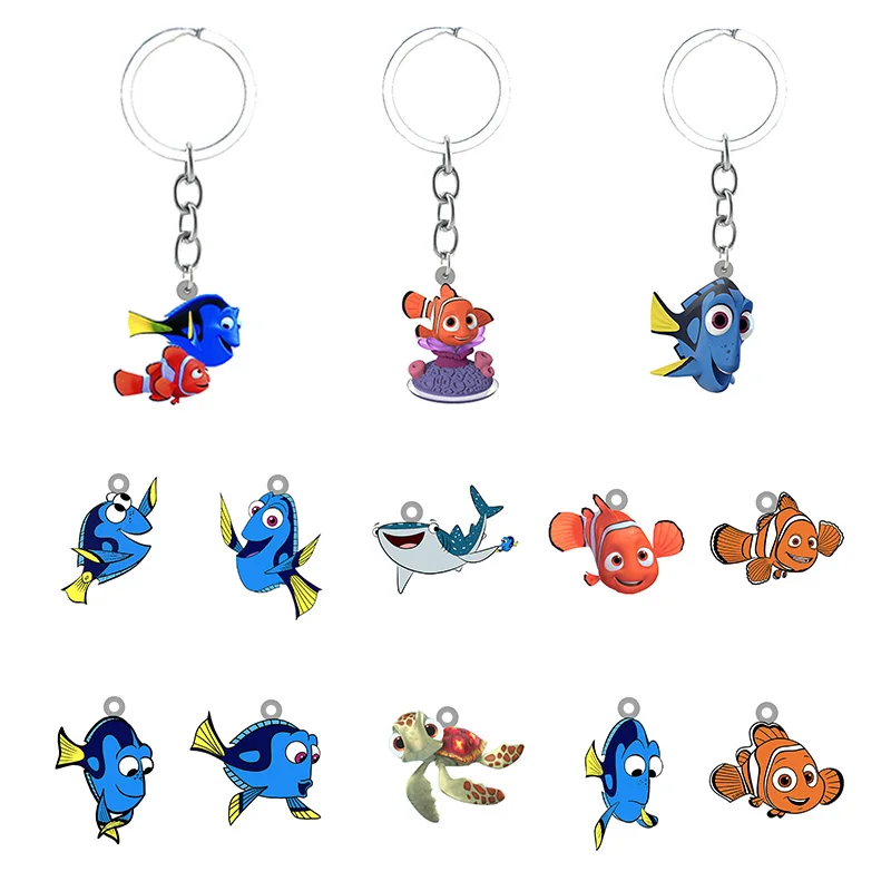 

Disney Finding Nemo Characters Epoxy Resin Keychain Backpack School Bag Dory Nemo Pendant Jewelry Keychain Unisex Jewelry DIY499