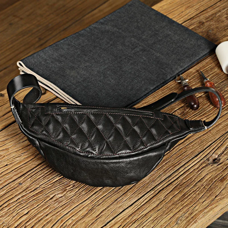 PNDME vintage designer natural genuine leather men's waist packs fashion high-quality cowhide chest bag motorcycle messenger bag