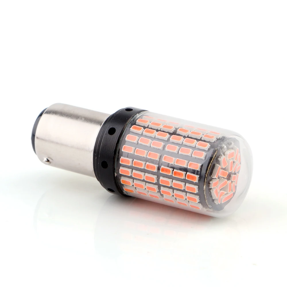 YM E-Bright 2 шт. 1157 BAY15D P21/5 Вт бесполярности светодиодный Canbus 3014 144 SMD Нет Ошибка Hyperflash автомобильного стоп-сигналы 12V Янтарная белого и красного цветов