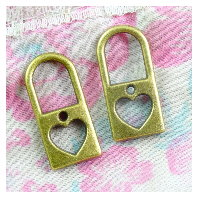40 шт. Античная бронзовая подвеска с замком в виде сердца 26*12 мм для изготовления