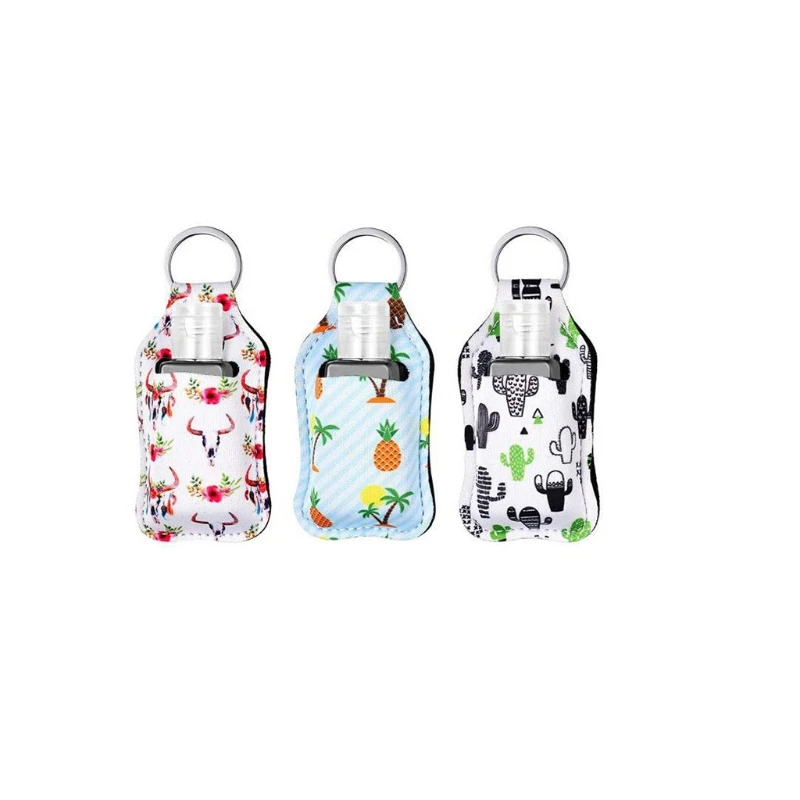 

H7JC 5 Sets/6 Sets Empty Refillable Flip Bottle and Holder Keychain Wristlet Lanyard Kits Hand Sanitizer Liquid Dispenser