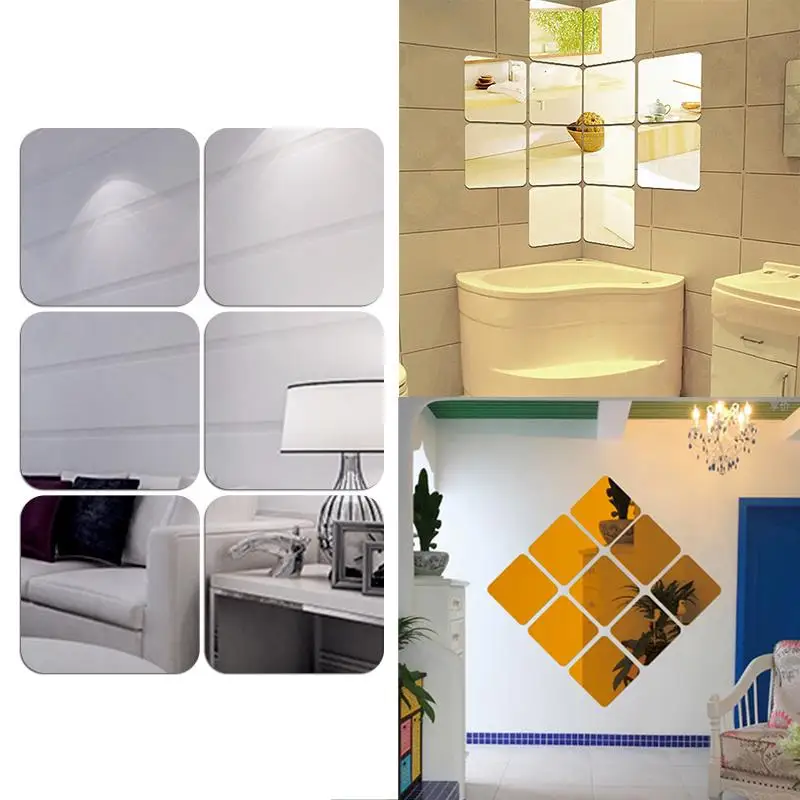 

Sale Contemporary 15*15cm NEW Mirror Decal Square Acrylic 3D Art Vinyl Removable Home Decor Wall Stickers