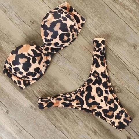 XPUHGM Bikini Swimwear Women Swimsuit 2022 Leopard Brazilian Bikini Set Push Up Bathing Suit Female Summer Beach Wear Biquini