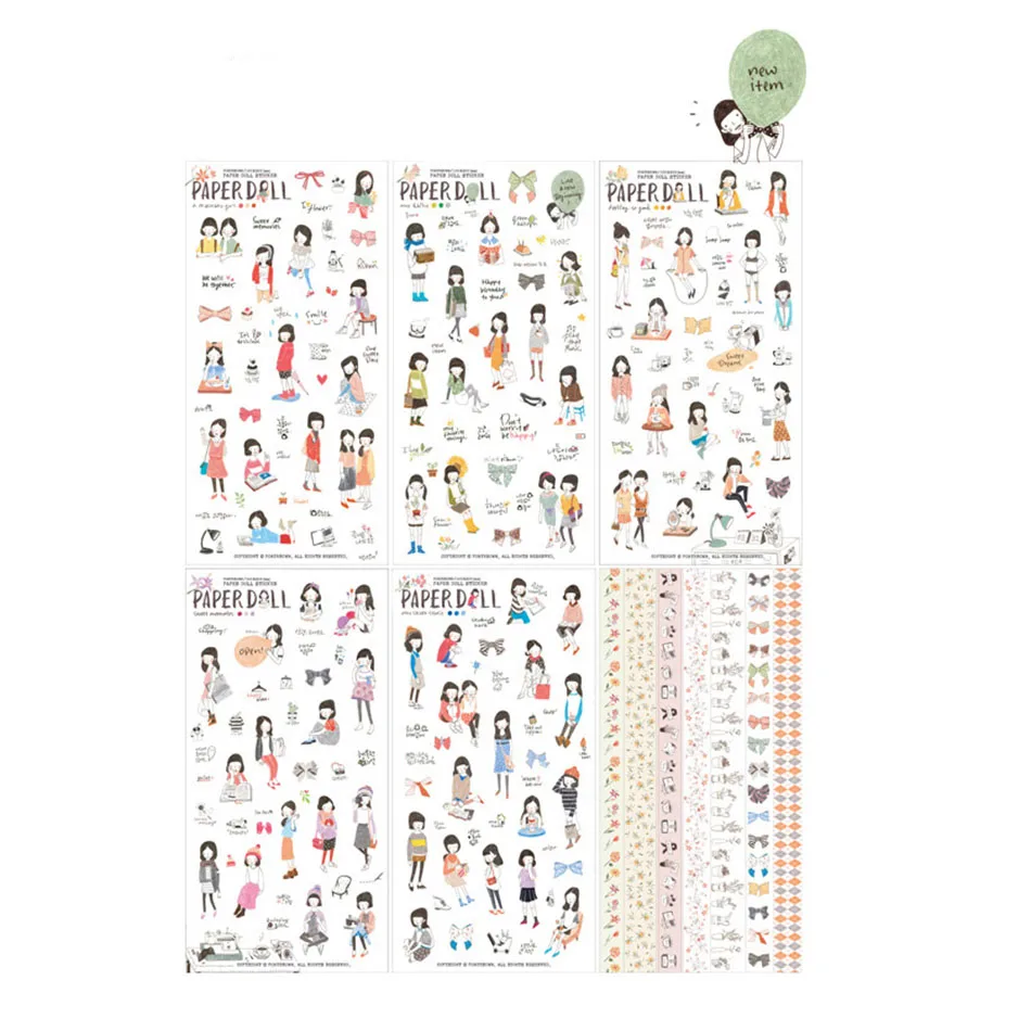 12 листов/2 шт./партия наклейка для дневника девочек ПВХ корейский стиль милый Kawaii