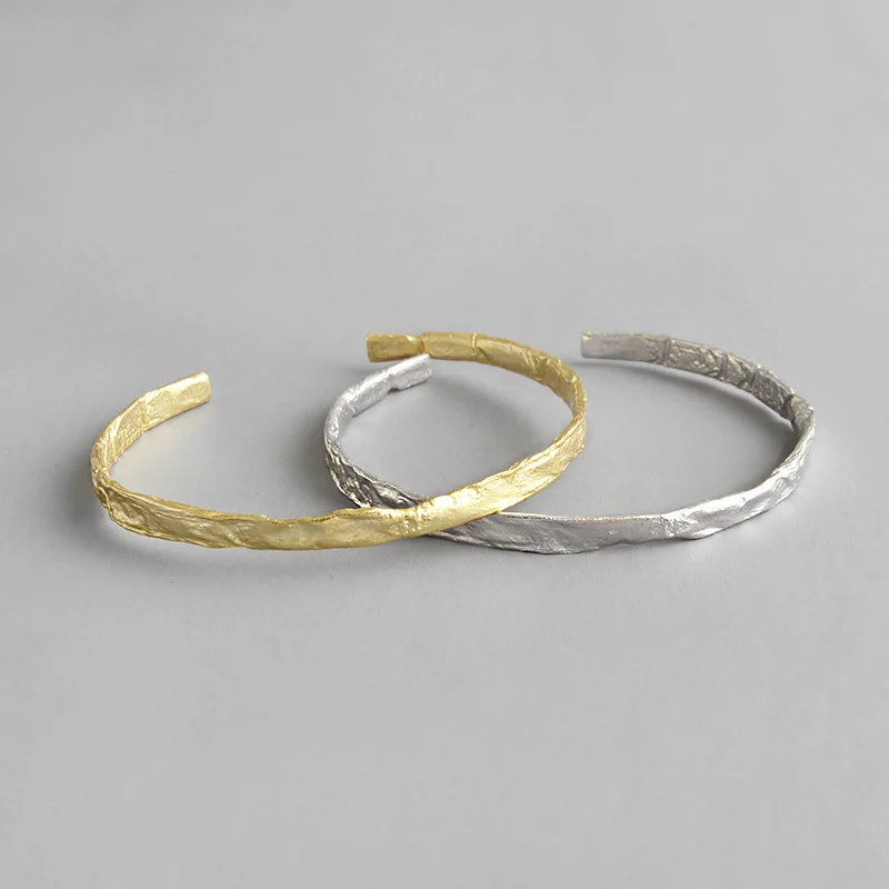 

silver bracelet contracted irregular concave and convex surface gold grain female bracelet personality silver bracelet
