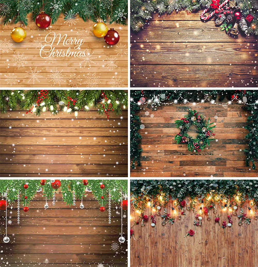 

Christmas Backdrop Wood Board Light Winter Snow Gift Stars Bell Vinyl Photography Background Photo Studio Photophone