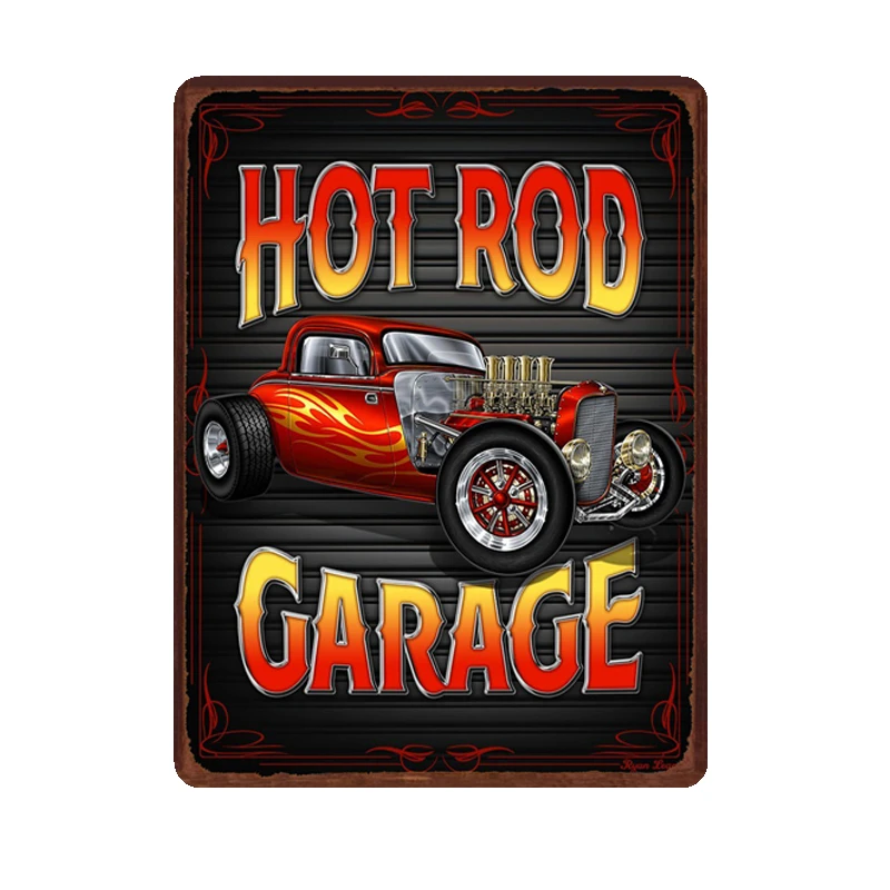 A HOT ROD табличка винтажная металлическая жестяная вывеска Бар Паб декоративные тарелки папа гараж наклейки на стену художественный плакат рождественские украшения для дома подарок MN35 - Цвет: A