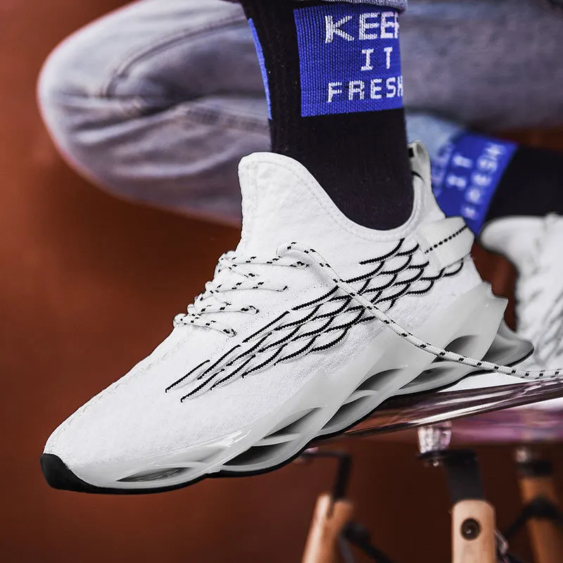 Мужские кроссовки для бега дышащие спортивные сникерсы с амортизирующим лезвием