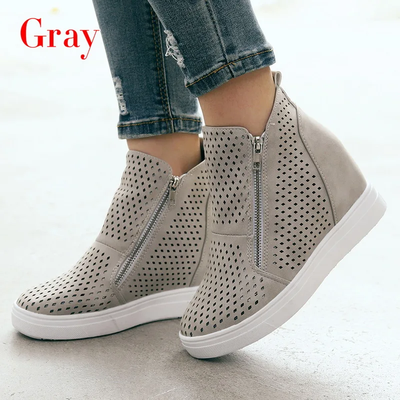 gray Модная женская обувь на плоской подошве; Новинка года; женская однотонная дышащая комфортная обувь для отдыха; Лидер продаж - Цвет: gray