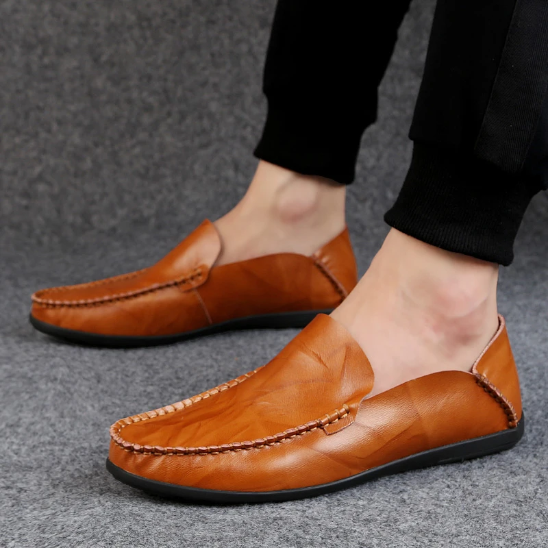 

Autumn Casual Mens Leather Shoes For Men Driving Soft Adult Flats Slip On Chaussure Homme Cuir Zapato Hombre Cuero Dropshipping