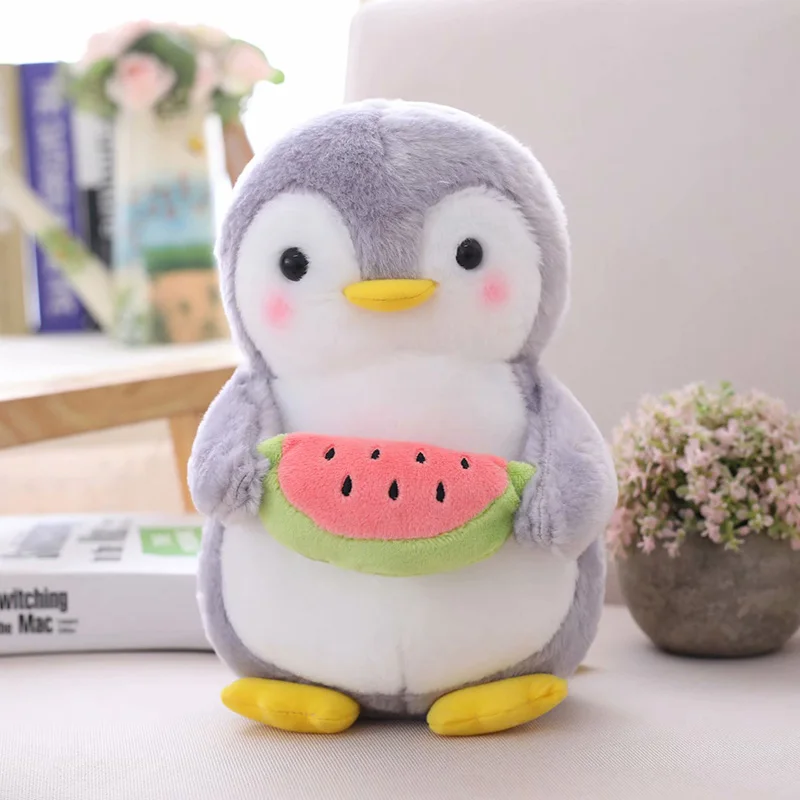 Watermelon 25/45 см стильная футболка с изображением персонажей видеоигр держа фруктовый Пингвин Мягкие плюшевые игрушки Животные успокаивающий детский куклы для девочек любителей подарок на день рождения - Цвет: Watermelon