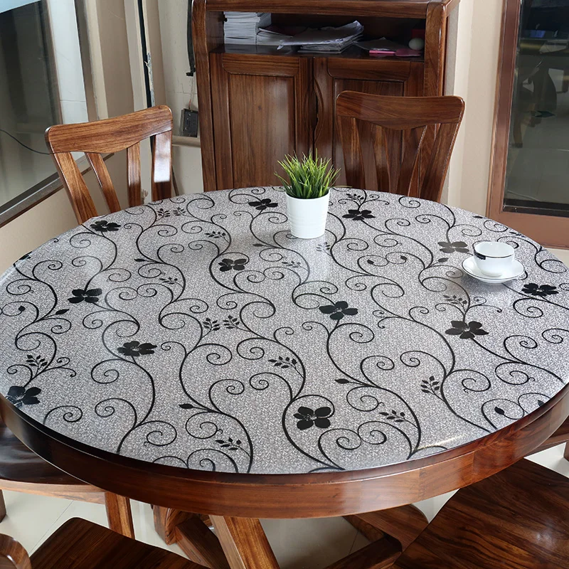 Мягкая пластиковая ПВХ круглая скатерть Прозрачная имитация мрамора