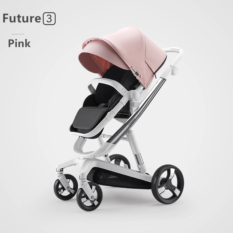Pink Умная тормозная система красивый пейзаж для детей коляска 3 в 1 Горячая мама розовая коляска реверсивная портативная детская тележка дорожная коляска - Цвет: Pink