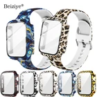 Защитный чехол + ремешок с рисунком для ремешка Apple Watch 42 мм, 38 мм, 40 мм, 44 мм, силиконовый ремешок для часов iWatch Series 6 SE 5, 4, 3, 2