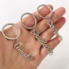 Брелки для ключей с именем на заказ, брелок из нержавеющей стали с гравировкой на начальном букве для женщин, ювелирный подарок