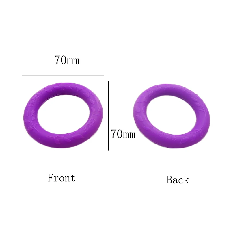 Chenkai-mordedor de anillo de silicona masticables, colgante en forma de O, sin BPA, para alisado infantil, juguete sensorial, accesorios, 10 Uds.-3