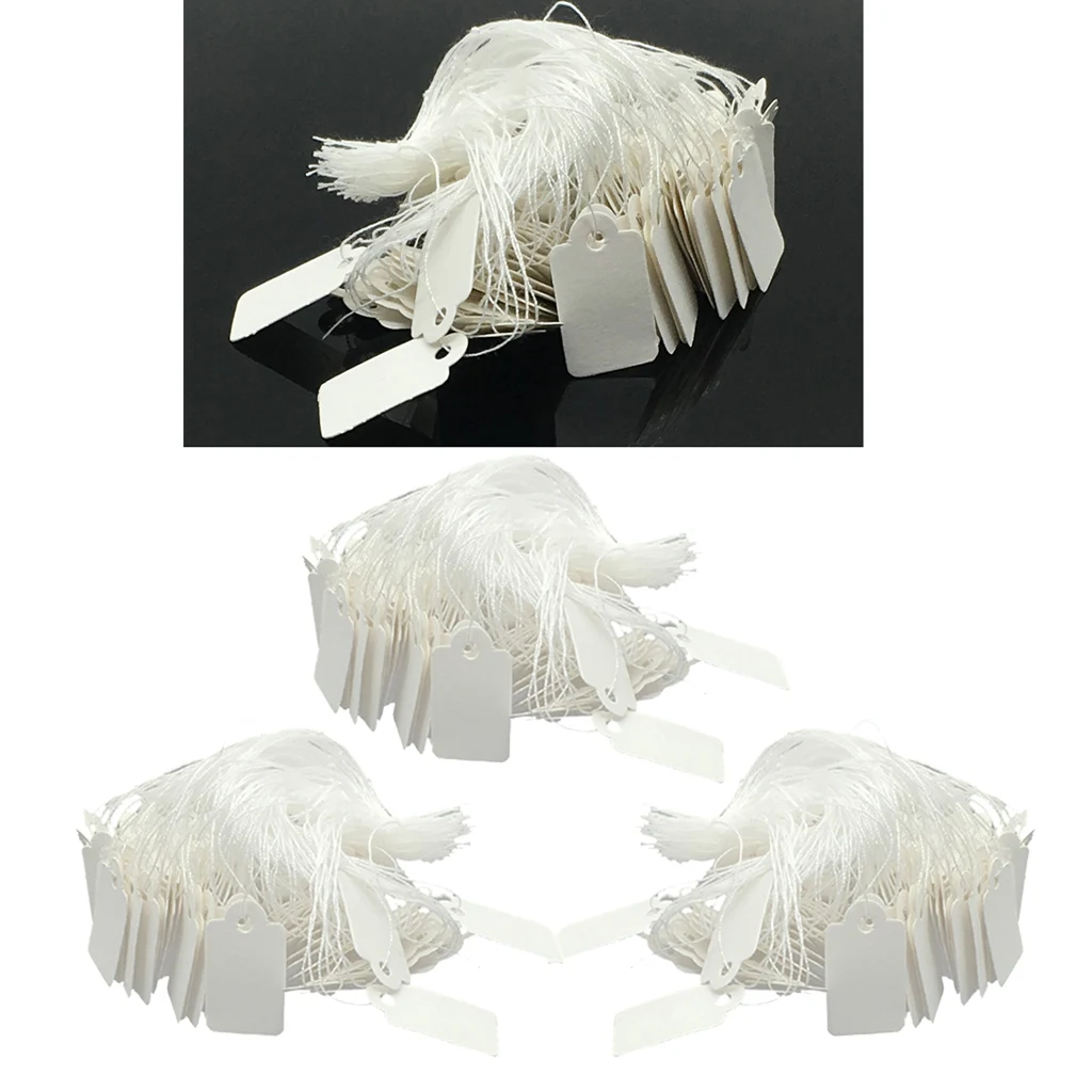

1500Pcs White Price Tags Retailer Clothes Gifts Labels w/ String Marking