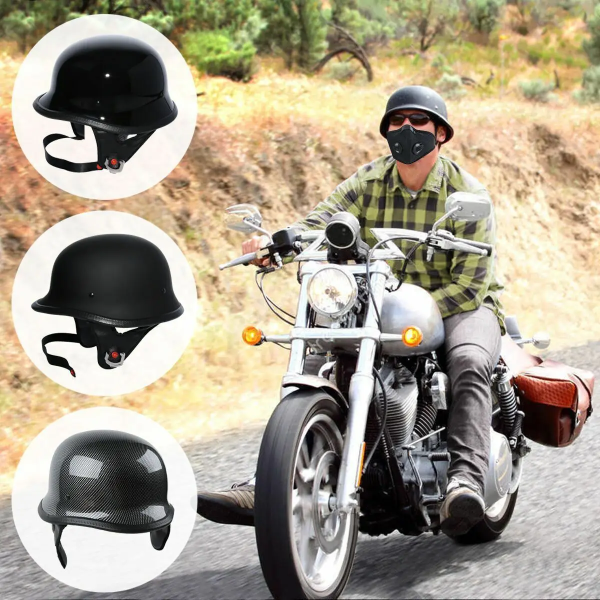 Мотоцикл DOT шлем на половину лица для Harley чоппер круизер | Автомобили и мотоциклы