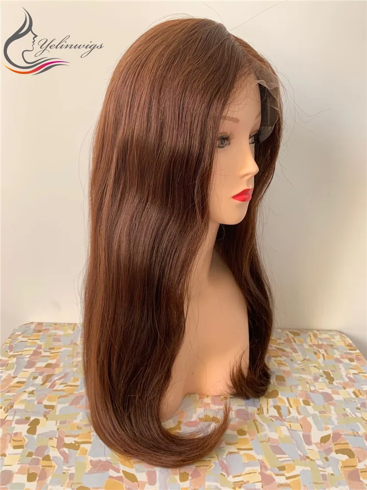 Высокая плотность 100% европейские натуральные волосы на шнуровке еврейский парик