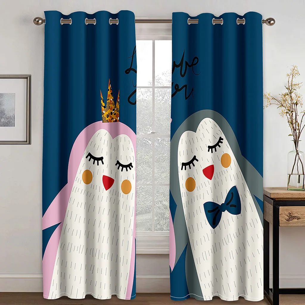 

Couple Animal Printing Men's and Women's Adult Bedroom Living Room Curtain Shade Cloth Can Be Customized Hook Decorative Curtain