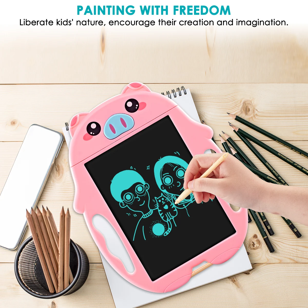 9 дюймов детская игрушка мультяшная свинка Электронная ЖК-доска для рисования