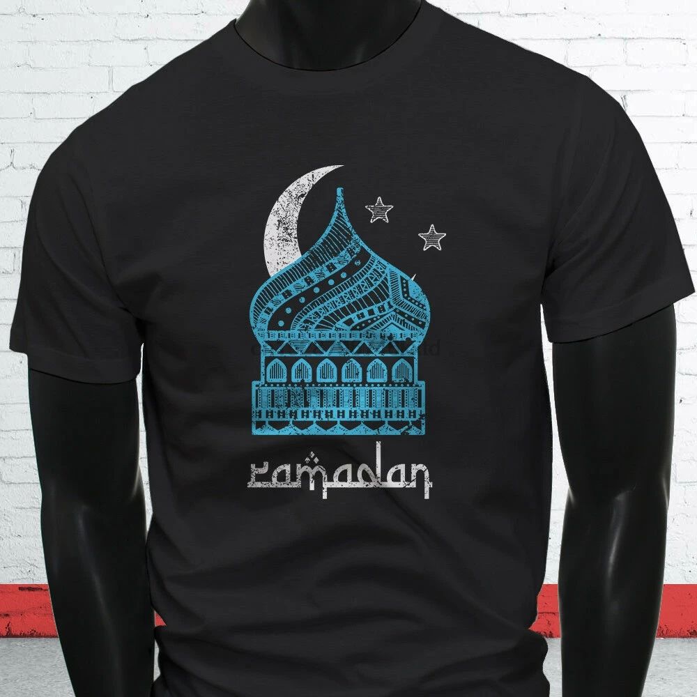 Рамадан луна звезды мусульманская фантазия Мужская черная футболка 2019 модная 100%