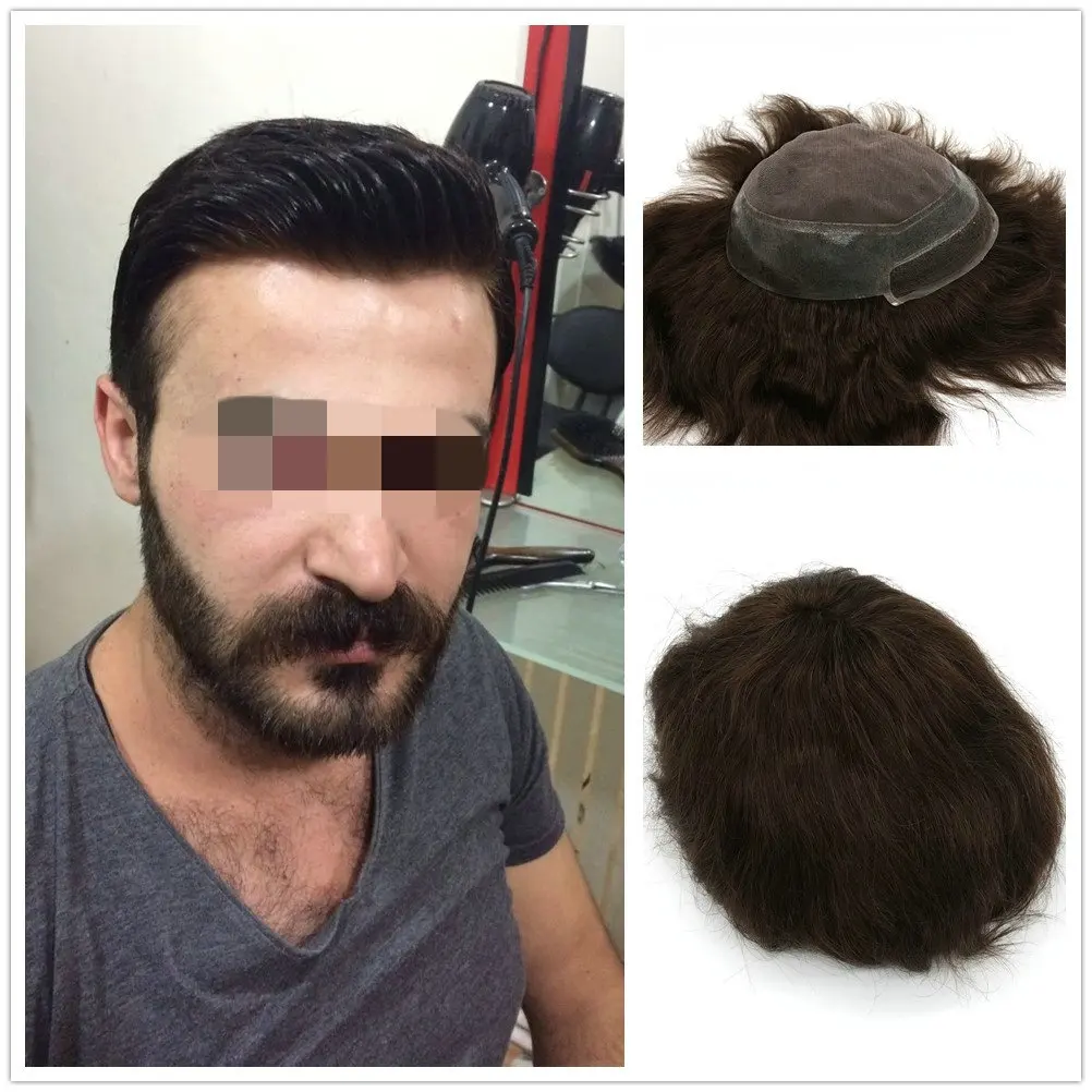 Hstonir индийские волосы remy парик швейцарский шнурок моно парик человеческие волосы заменить мужчин t система для мужчин H046