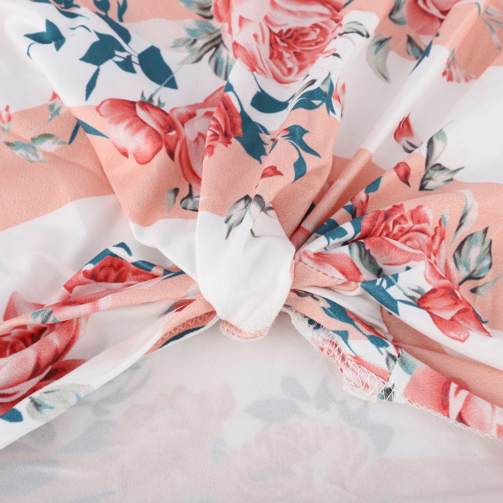 Летняя одежда для мамы и ребенка с цветочным принтом девочек полосатые футболки