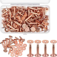 100 sets copper rivets and burrs washers leather copper rivet fastener for wallets collars leather diy craft supplies