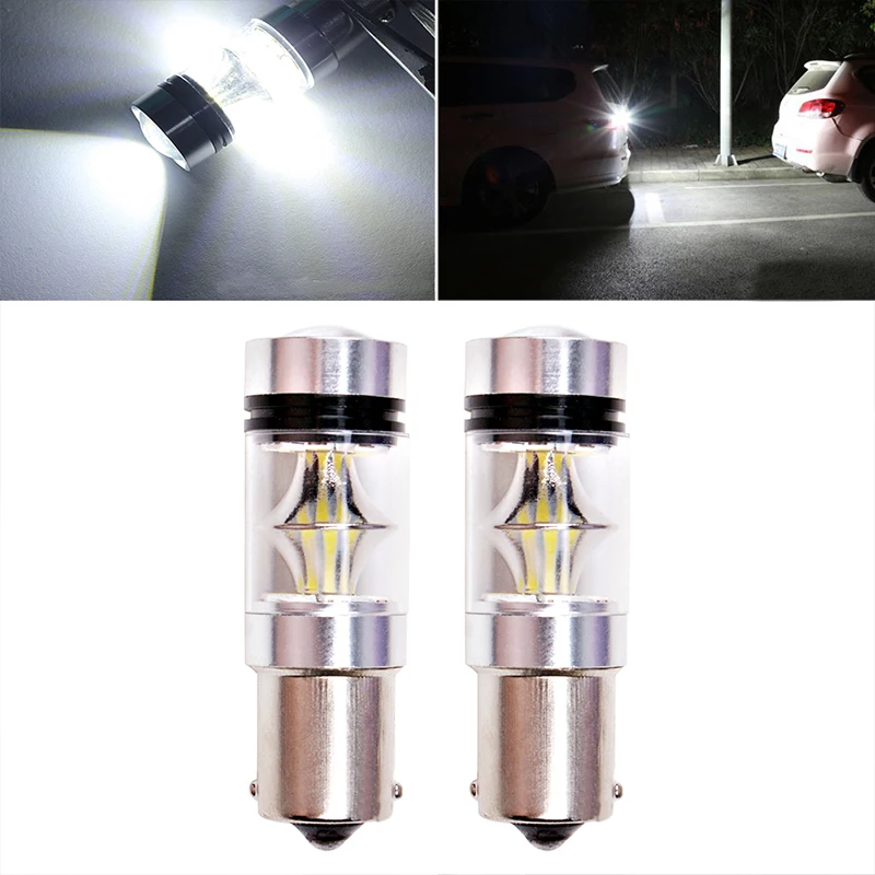 

YOLU 2 Pcs Automobile LED brake light 1157 3030 20smd White Car Lights