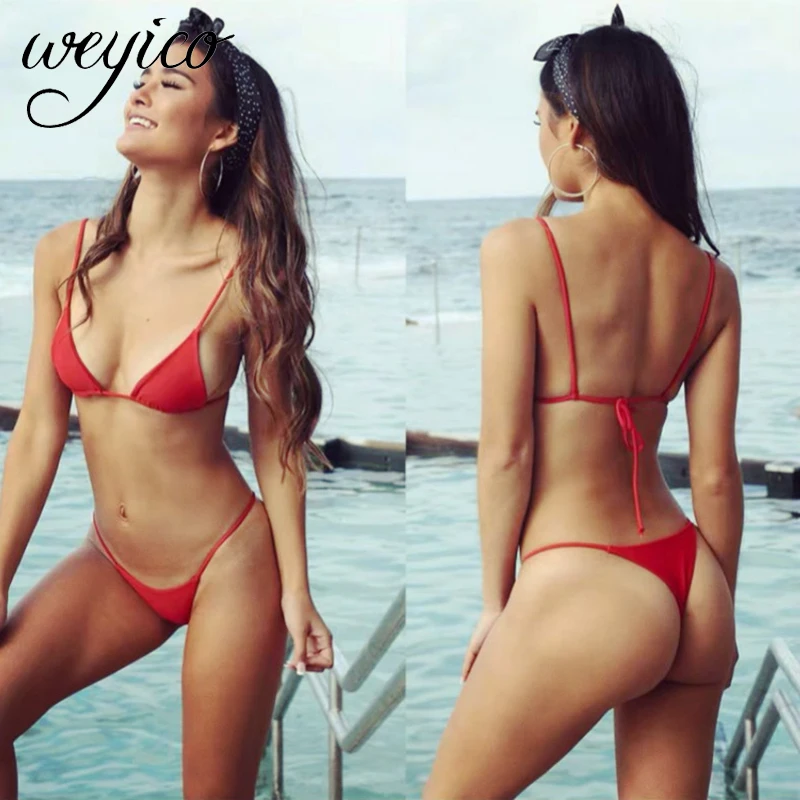 Микро Бикини Набор Купальники сексуальный купальный костюм для женщин Мини Топ