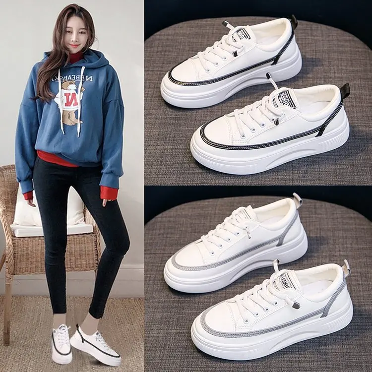 2021 Fashion Sneakers Women Shoes Young Ladies Casual Shoes Female Sneakers Brand Woman White Shoes Thick Sole35-42