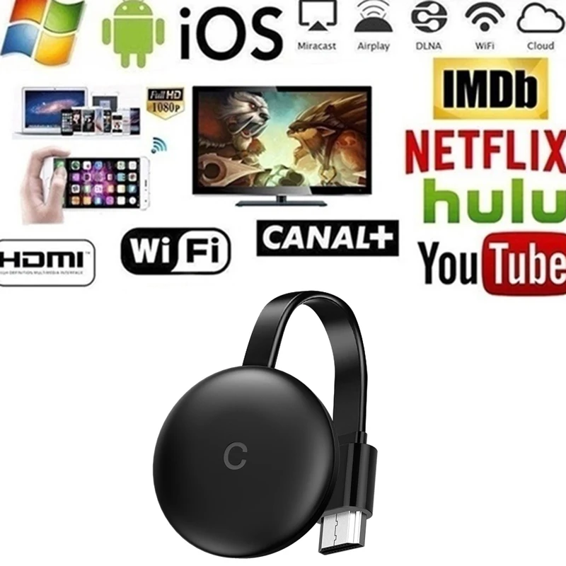 Беспроводной мультимедийный проигрыватель 1080P с Wi-Fi Charcoalor для Chromecast Generation 1 шт.