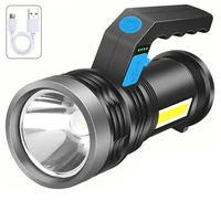 rechargeable spotlight led flashlight with left side floodlamp power display 4 modes handheld spotlight searchlight for home