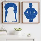 Абстрактный холст французский Анри Матисс синий обнаженный плакат для йоги печать на стене картина для гостиной домашний декор картины для интерьера