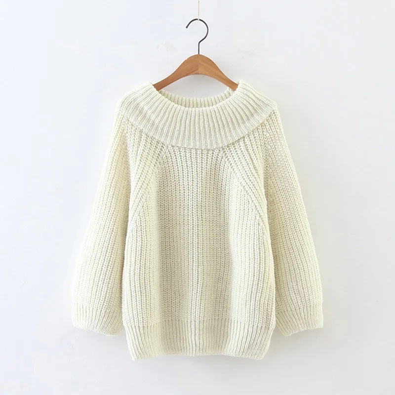 

Women's Autumn Winter Off Shoulder Long Sleeves Sweaters Fashion Sexy Slash Neck Trendy Women Knitted Warm Slim Sweater Pullover
