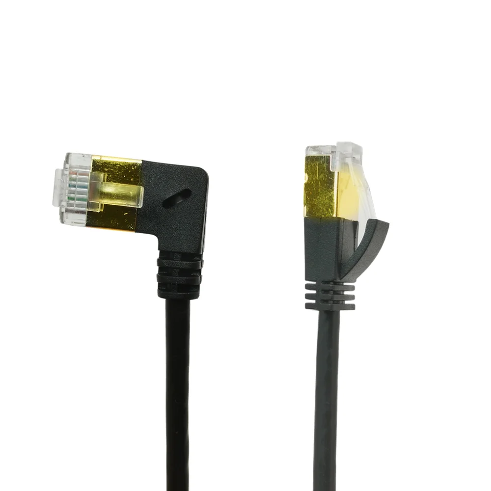 Кабель RJ45 Ethernet CAT 7 диаметр сечения 4 мм UTP с изгибом 90 градусов 10 Гбит/с |
