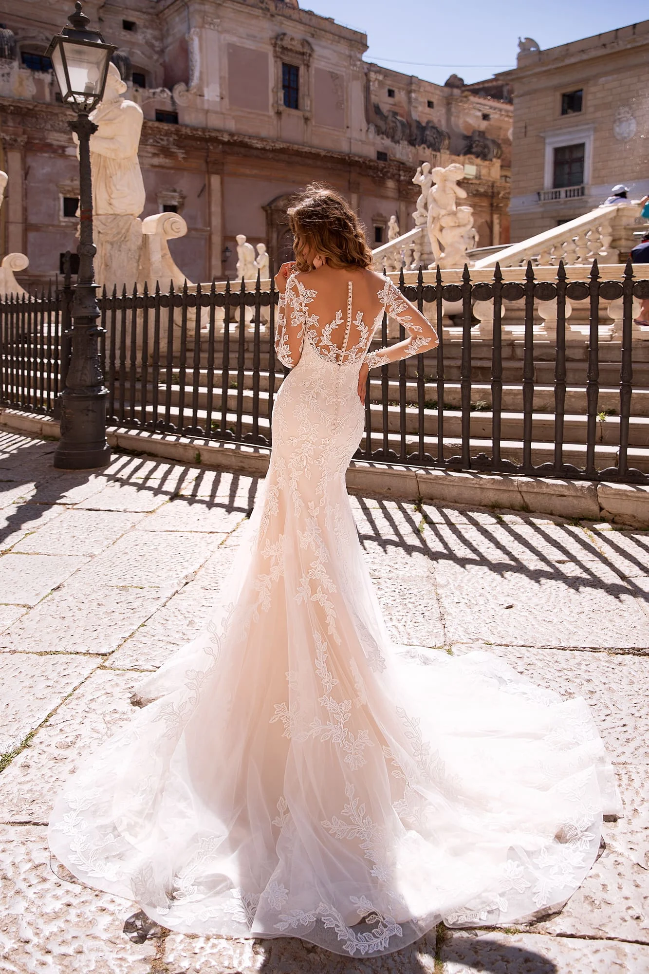 Роскошное Свадебное платье с юбкой годе из Дубая со съемным шлейфом и длинными