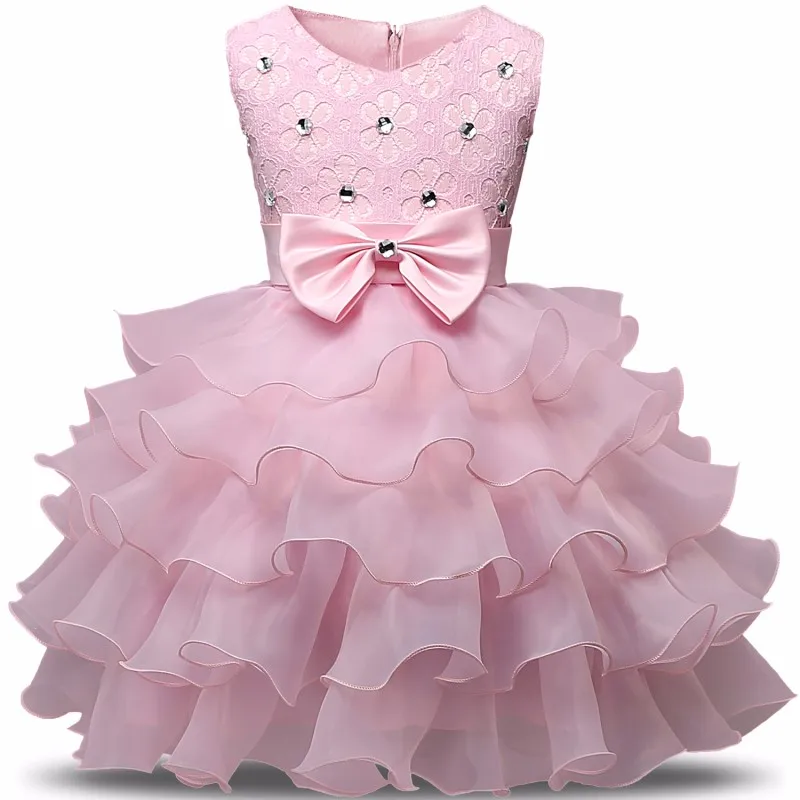 

Summer New Born Baby Girl Dresses Pearls Bow Multilayered luxurious Dress Christening Gown Baby Tutu Dress 0-2 Years Infant Kids